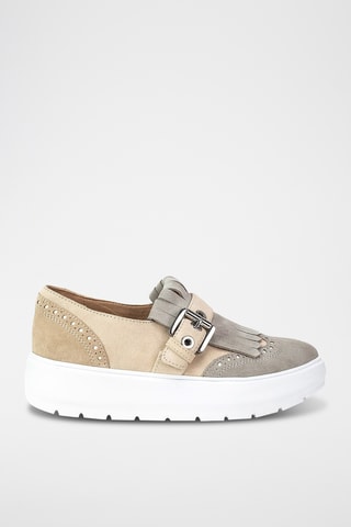 Mocassins plateformes en nubuck Kaula - Beige et gris foncé