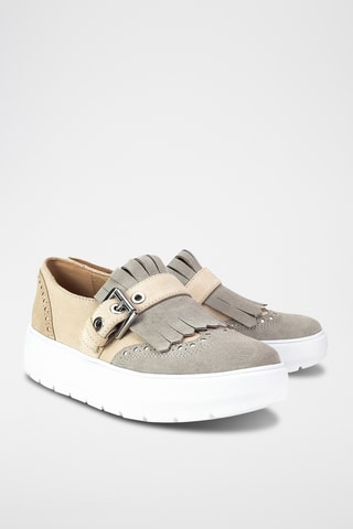 Mocassins plateformes en nubuck Kaula - Beige et gris foncé