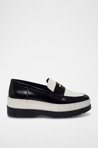 Mocassins plateformes en cuir Roose - Noir et blanc