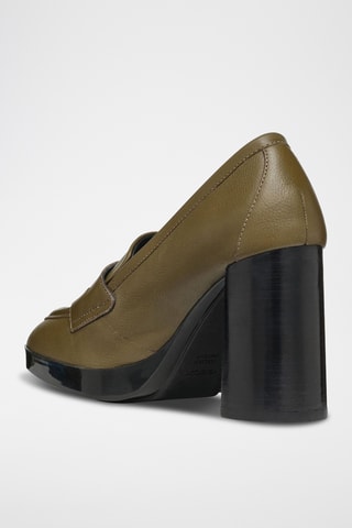 Mocassins à talons en cuir Teulada - Vert olive