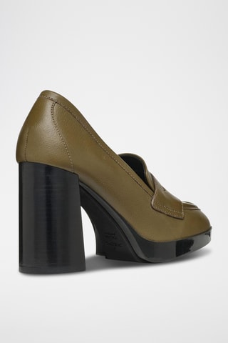 Mocassins à talons en cuir Teulada - Vert olive
