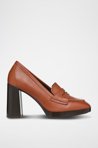 Mocassins à talons en cuir Teulada - Camel