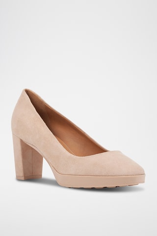 Escarpins en cuir de chèvre nubuck Walk pleasure - Rose poudré