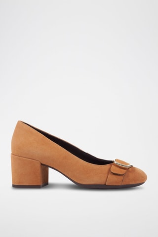 Zapatos de piel caprina de tacón Eleana - Camel