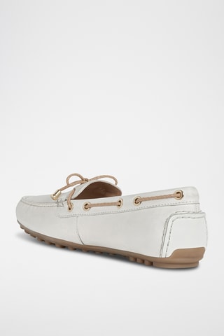 Chaussures bateau en cuir nappa Leelyan - Blanc et beige