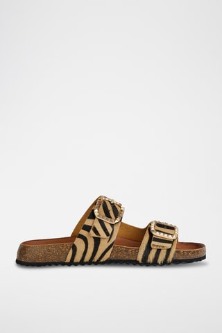 Mules en cuir Brionia - Beige et noir