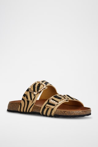Mules en cuir Brionia - Beige et noir
