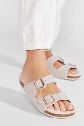 Mules fourrées Brionia - Ecru