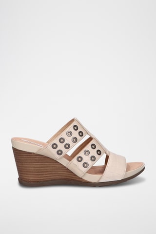 Mules compensées en cuir Dorotha - Beige