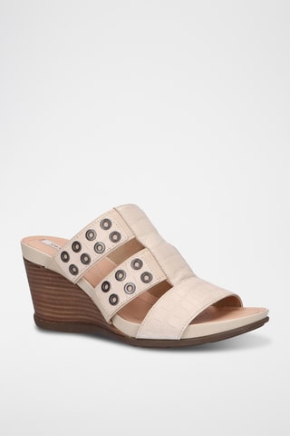 Mules compensées en cuir Dorotha - Beige