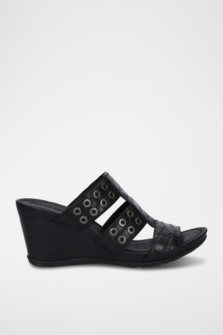 Mules compensées en cuir Dorotha - Noir