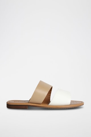 Mules en cuir D Sozy - Beige et blanc