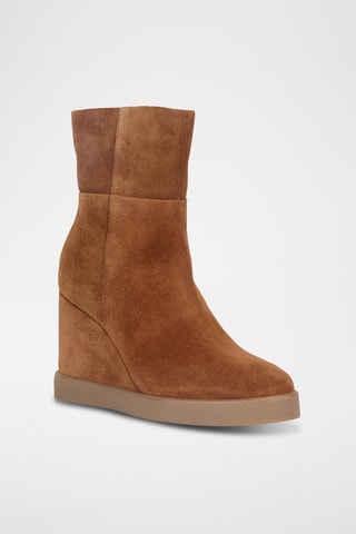 Bottines compensées en nubuck Elidea - Camel
