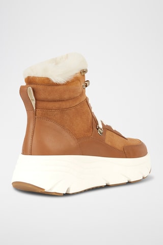 Botines de piel de cuña forrados Diamant - Camel