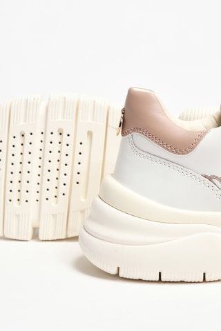 Zapatillas de piel plena flor de cuña - Blanco
