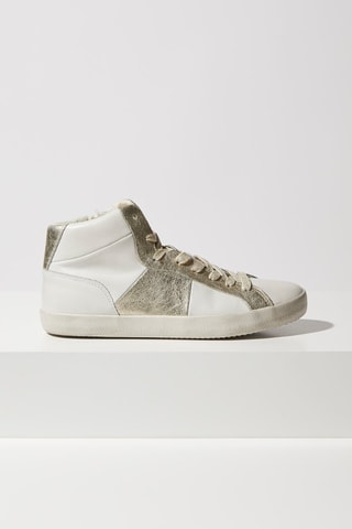 Zapatillas altas de piel Warley - Blanco y dorado