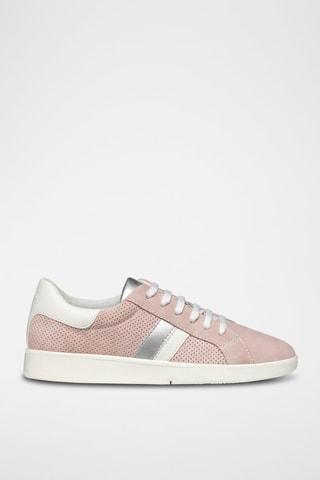 Zapatillas de piel bovina nobuk Meleda - Rosa y blanco