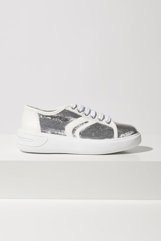 Zapatillas con plataforma Ottaya  - Blanco y plateado