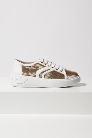 Zapatillas de cuña Ottaya  - Blanco y dorado 