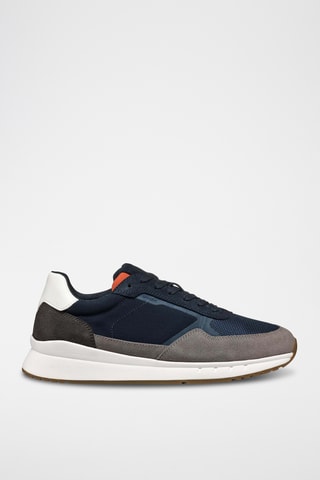 Zapatillas de piel bovina nobuk Branthon - Azul marino