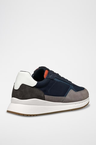 Zapatillas de piel bovina nobuk Branthon - Azul marino