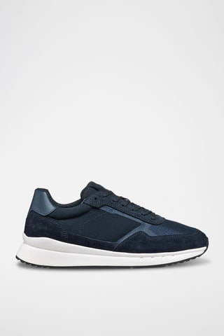 Zapatillas de piel bovina nobuk Branthon - Azul marino