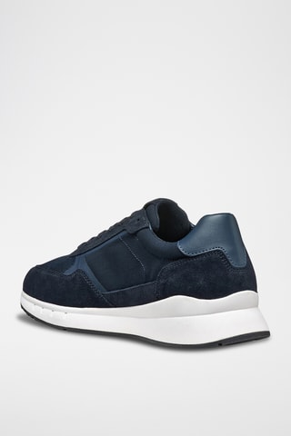 Zapatillas de piel bovina nobuk Branthon - Azul marino