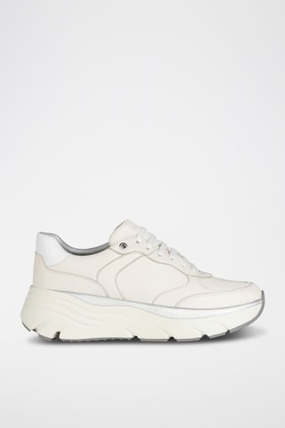 Baskets plateformes en cuir de mouton nappa Diamanta - Blanc