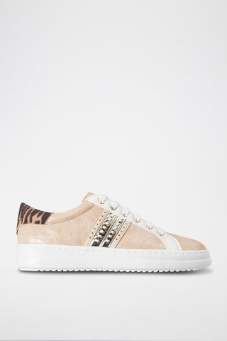Baskets en cuir Pontoise - Beige et doré