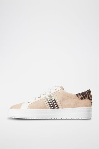 Baskets en cuir Pontoise - Beige et doré