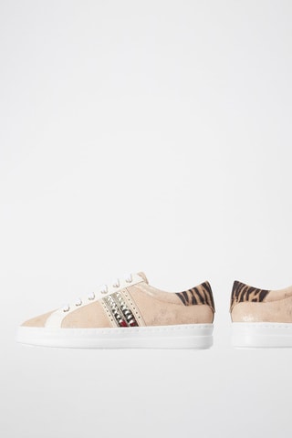 Baskets en cuir Pontoise - Beige et doré