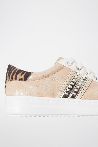 Baskets en cuir Pontoise - Beige et doré