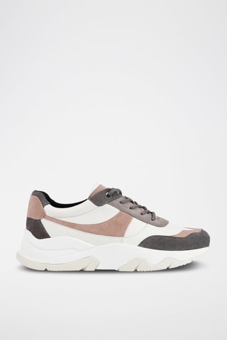 Zapatillas de piel con plataforma Kristene - Blanco y rosa