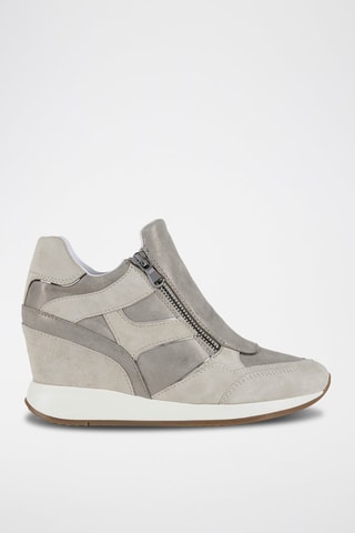 Zapatillas de piel con cuña Nydame - Topo
