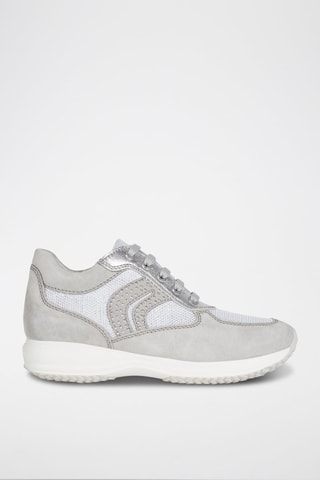Zapatillas de piel Happy - Gris claro y crudo