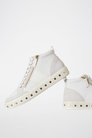 Zapatillas altas de piel napa y nobuk Leelu - Blanco y gris