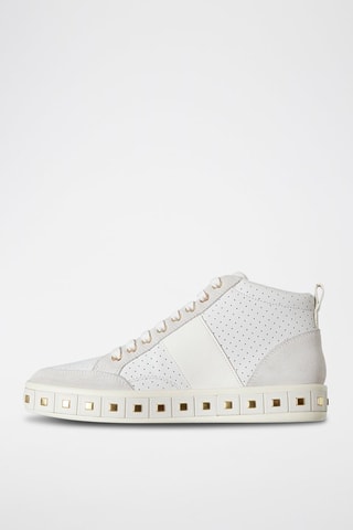 Zapatillas altas de piel napa y nobuk Leelu - Blanco y gris
