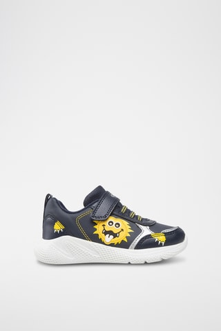 Baskets en cuir Sprintye - Bleu foncé et jaune