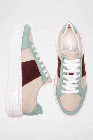 Zapatillas de piel con plataforma Ottaya - Beige y verde agua