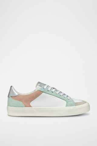 Baskets en cuir de veau nubuck Emmeleny - Vert d’eau et blanc