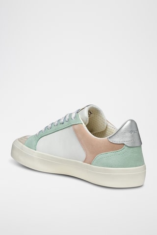 Baskets en cuir de veau nubuck Emmeleny - Vert d’eau et blanc