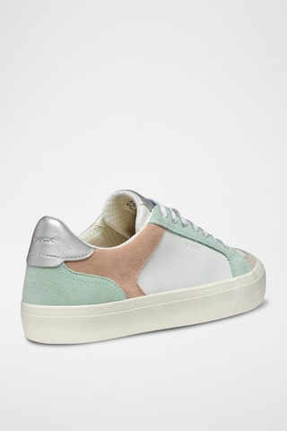 Baskets en cuir de veau nubuck Emmeleny - Vert d’eau et blanc