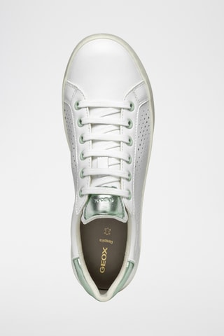 Baskets en cuir nappa Jaysen - Blanc et vert émeraude