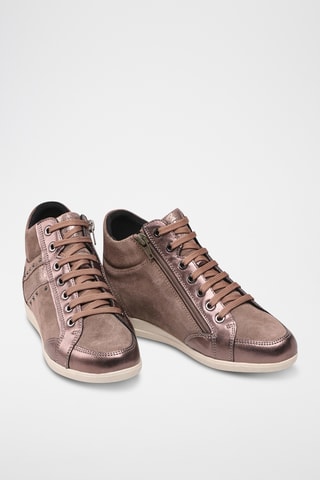 Zapatillas altas de piel - Beige oscuro