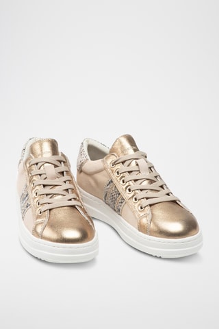 Zapatillas de piel Pontoise - Beige y dorado