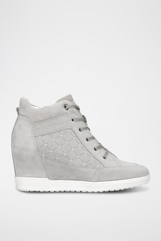Zapatillas altas de nobuk de cuña Carum - Gris claro