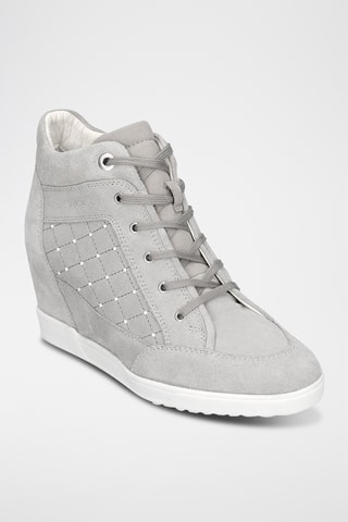 Zapatillas altas de nobuk de cuña Carum - Gris claro