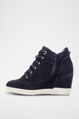 Zapatillas altas de nobuk de cuña Carum - Azul marino