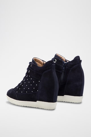 Zapatillas altas de nobuk de cuña Carum - Azul marino