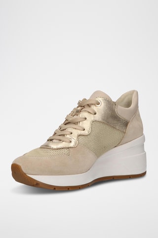 Zapatillas de piel de cuña Zosma - Beige y topo